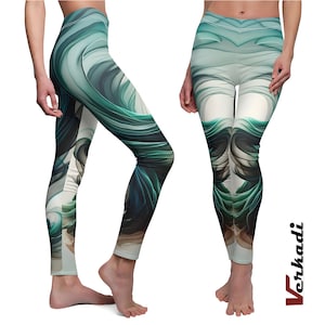 Yoga Pants | &quot;Sage Elegance Yoga Leggings&quot; | Luxe Tights with Earthy Swirl Design | Women Leggings | Yoga Tights | Activewear  | Verkadi