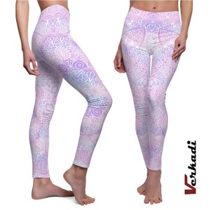 Lila Henna Mandala Leggings: Boho Yogabyxor