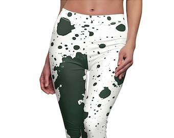 Paint Splatter Leggings – Green Splash Artistic Style Workout Tights