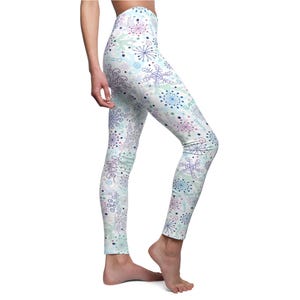 Leggings | &quot;Frosty Doodle Athleisure Tights&quot; | Artistic Zen Pattern |  Cozy Fit | Workout and Yoga Pants | Active Gym Lifestyles | Verkadi.