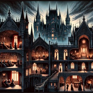 Puzzle | &quot;Nocturnal Cathedral Secrets&quot; | Dark Fantasy Jigsaw Adult Puzzle | Intricately Detailed Gothic Victorian Grandeur | Verkadi.