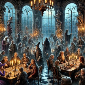 Jigsaw Puzzle |&quot;Mystical Candlelit Gathering Banquet&quot; | Grand Medieval Fantasy Hall | Family Game | Vintage Puzzle for Adults | Verkadi
