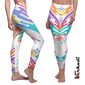 Women&#39;s Leggings | &quot;Carnival Color Splash Yoga Leggings&quot; | Bold and Vibrant Workout Leggings | Gym | Activewear | Fitness Leggings | Verkadi