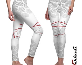 Abstract Linear Art Workout Leggings: High-Waisted Fitness Tights