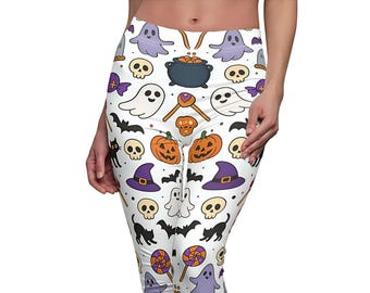 Leggings d'Halloween pour femme - Pantalons de yoga fantômes effrayants et citrouilles