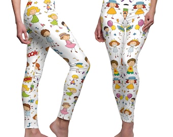Leggings con estampado de dibujos animados: pantalones de yoga de cintura alta / regalo de fitness para ella