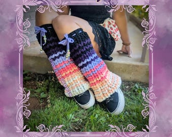 Solar Flared Leg Warmer Digital Download PDF Crochet Pattern, Bell Leg Warmers Crochet Instructions | Kawaii Cozy Cute Fall/Winter Accessory