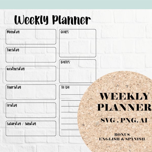 Weekly Planner | Weekly Plan SVG | Printable | printable | Personal Planner Cut File | Cricut files | personal planner