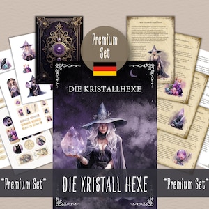 The Crystal Witch Premium PDF package for printing, crystal magic, types of witches, book of shadows German, witch book, grimoire German