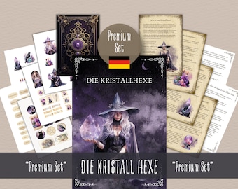 Le package PDF Crystal Witch Premium à imprimer, magie du cristal, types de sorcières, livre des ombres allemand, livre de sorcières, grimoire allemand
