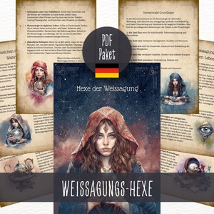 The Divination Witch PDF package for printing, fortune teller, magic, types of witches, book of shadows German, witch book, grimoire, download