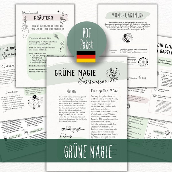 Green Magic 11 Grimoire pages to print out, Plant Magic, Green Witch, Book of Shadows, Witch Book, Wicca, Grimoire in German download