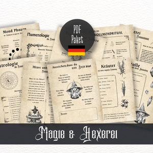 15 Grimoire Pages to Print for Aspiring Witches, Book of Shadows PDF, Witch Book, Wicca, Magic, Grimoire in German Download