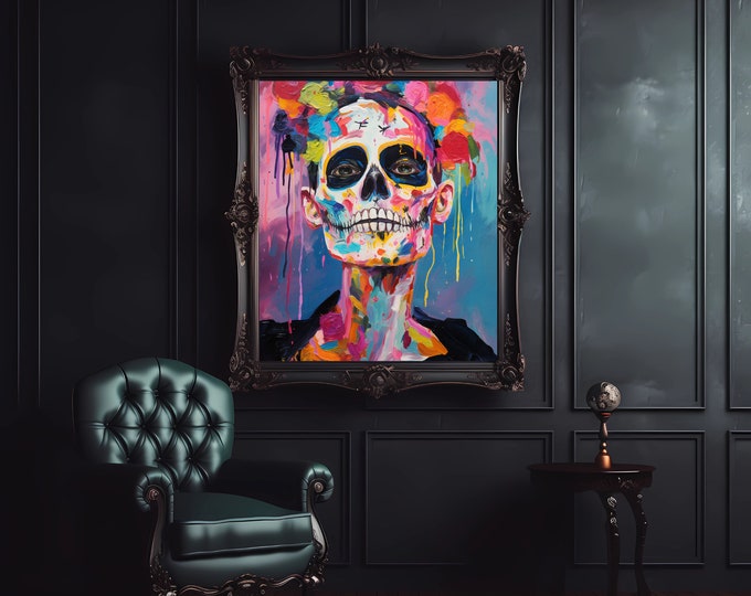 Skeleton of Diversity - LGBTQ Representation in Dia de los Muertos, Gay Spooky Creepy Halloween Art, Day of the Dead Gay Pride Digital File