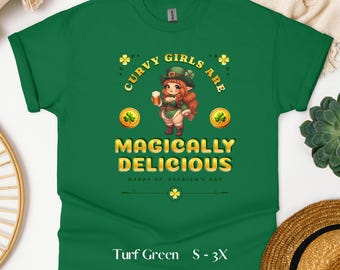 Curvy Girls are Magically Delicious - Funny St. Patrick's Day Shirt, St. Paddy's Tee Gift for Her, Girl Leprechaun, Plus Size Drinking Shirt