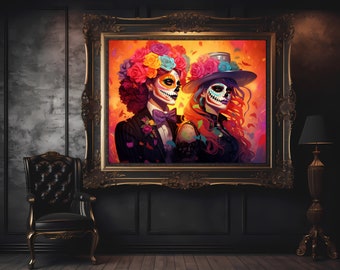Colorful Duality - LGBTQ Representation in Dia de los Muertos, Queer Gay Spooky Halloween Art, a Day of the Dead Drag Pride Digital Download