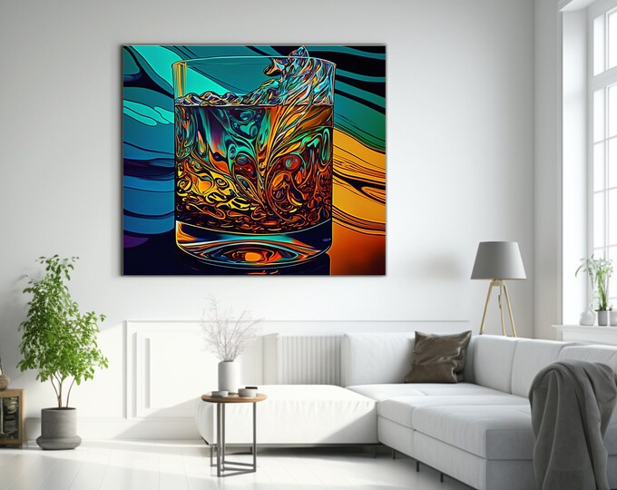 If I Could Hear Whiskey - Colorful Bar Cart Art Featuring Rainbow Colors, Digital Download