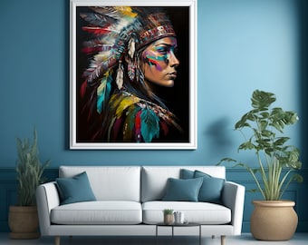 Rainbow Warrior: Pride of the Salish Kootenai - LGBTQ Gay Pride Native American Rainbow Digital Download Wall Art Valentine Gift for Her Him