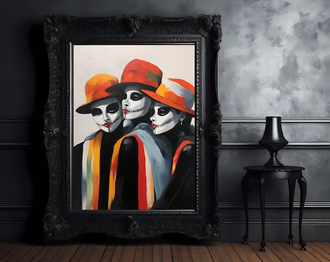 Contemporary Queer Masquerade - LGBTQ Representation in Dia de los Muertos, Gay Spooky Creepy Halloween Art, Queer Day of the Dead Download