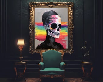 Queer Enterrador - LGBTQ Representation in Dia de los Muertos, Gay Spooky Creepy Halloween Art, a Day of the Dead Queer Pride Digital File