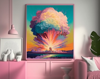 Explosion of Love on the Horizon - LGBTQ Rainbow Gay Pride Trans Intersectional Digital Wall Art, Instant Download