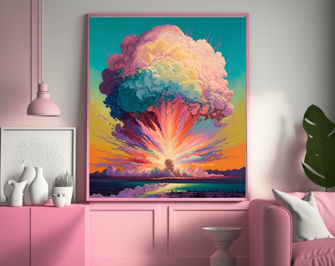 Explosion of Love on the Horizon - LGBTQ Rainbow Gay Pride Trans Intersectional Digital Wall Art, Instant Download