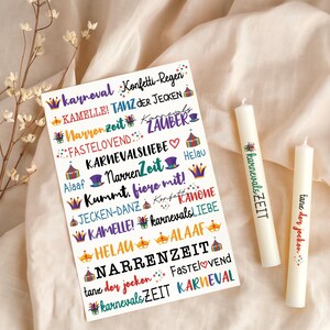 Candle tattoo carnival sayings / carnival candle decoration / PDF template candles / candle stickers / water slide film decoration / for printing