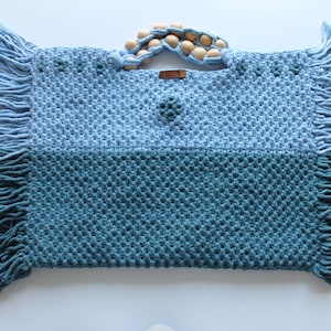 Macrame bag, Macrame fringe Bag, 2 blue color mixed macrame Bag, Summer bag, Macrame Bag