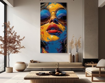 Pop Art Face Print | Bold Sunglasses Abstract Portrait (Digital Download)