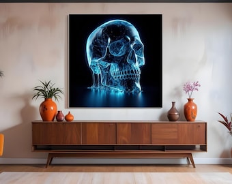 Neon Skull Print | Cyberpunk Anatomy Wall Art (Digital Download)