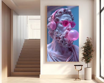 Surreal Lips Pop Art Print | Glossy Statue Mouth Wall Art (Digital Download)