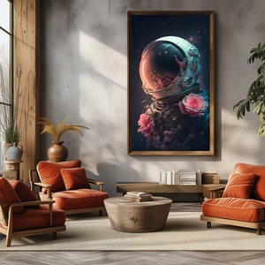 Astronaut with Flowers | 300 dpi PDF | Digital Art Print | Wall Art | AI Generated | AI Art | Digital Download | Home Decor | Printable Art