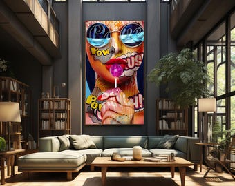 Pop Art Lollipop Girl Print | Retro Comic Sunglasses Poster (Digital Download)