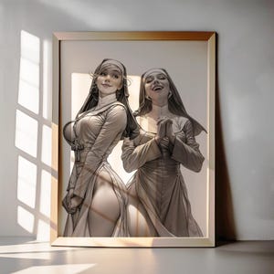 Pop-Art Nuns Print: Sassy Sisters, Irreverent Home Decor (Digital Download)