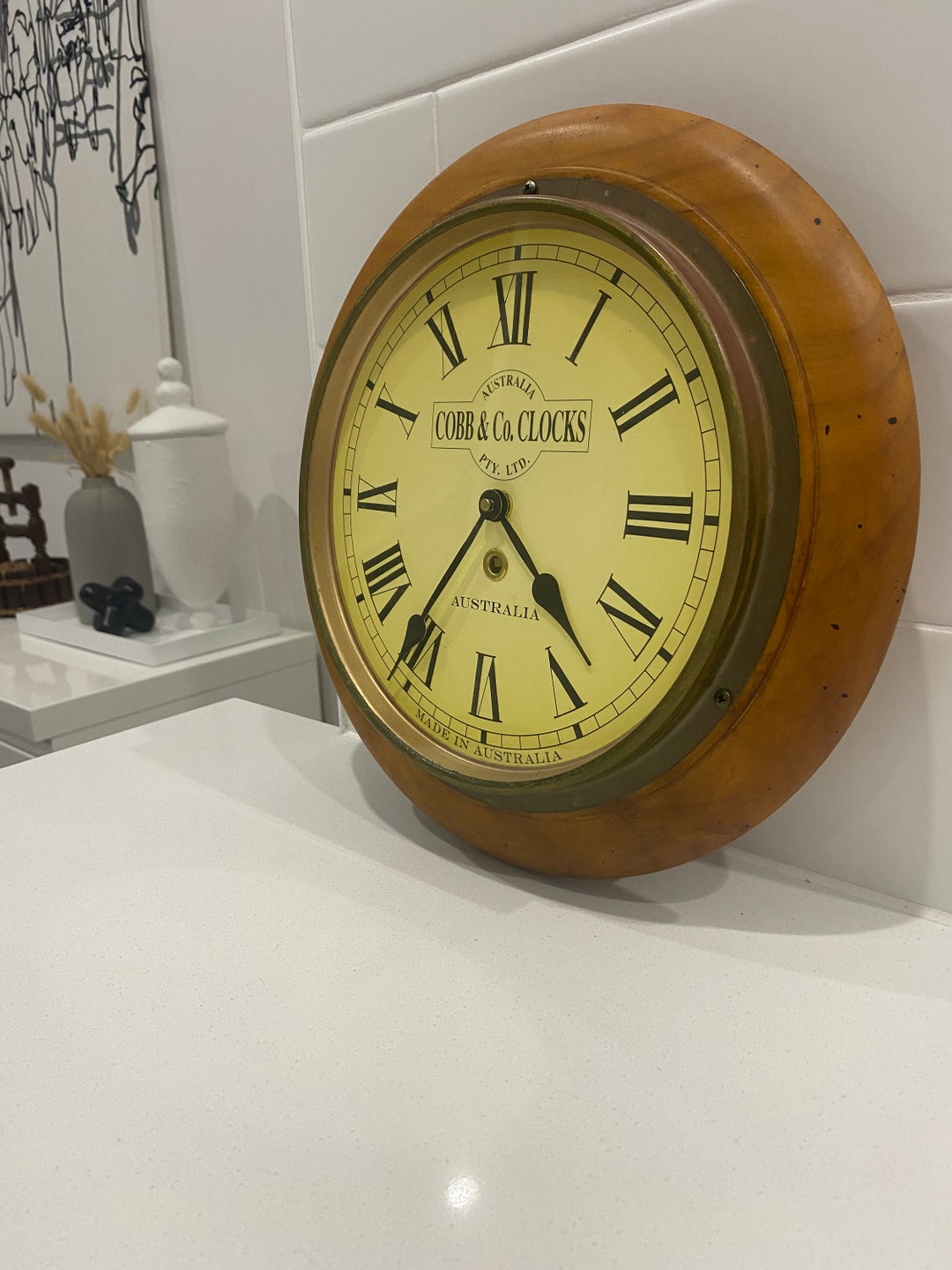 Vintage Cobb & Co. Clocks Australia Brass Wood Wall Clock Etsy