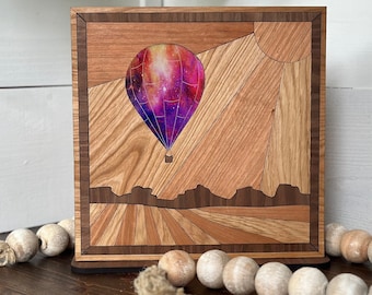Hot Air Balloon Landscape for Shelf Table or Wall Decor