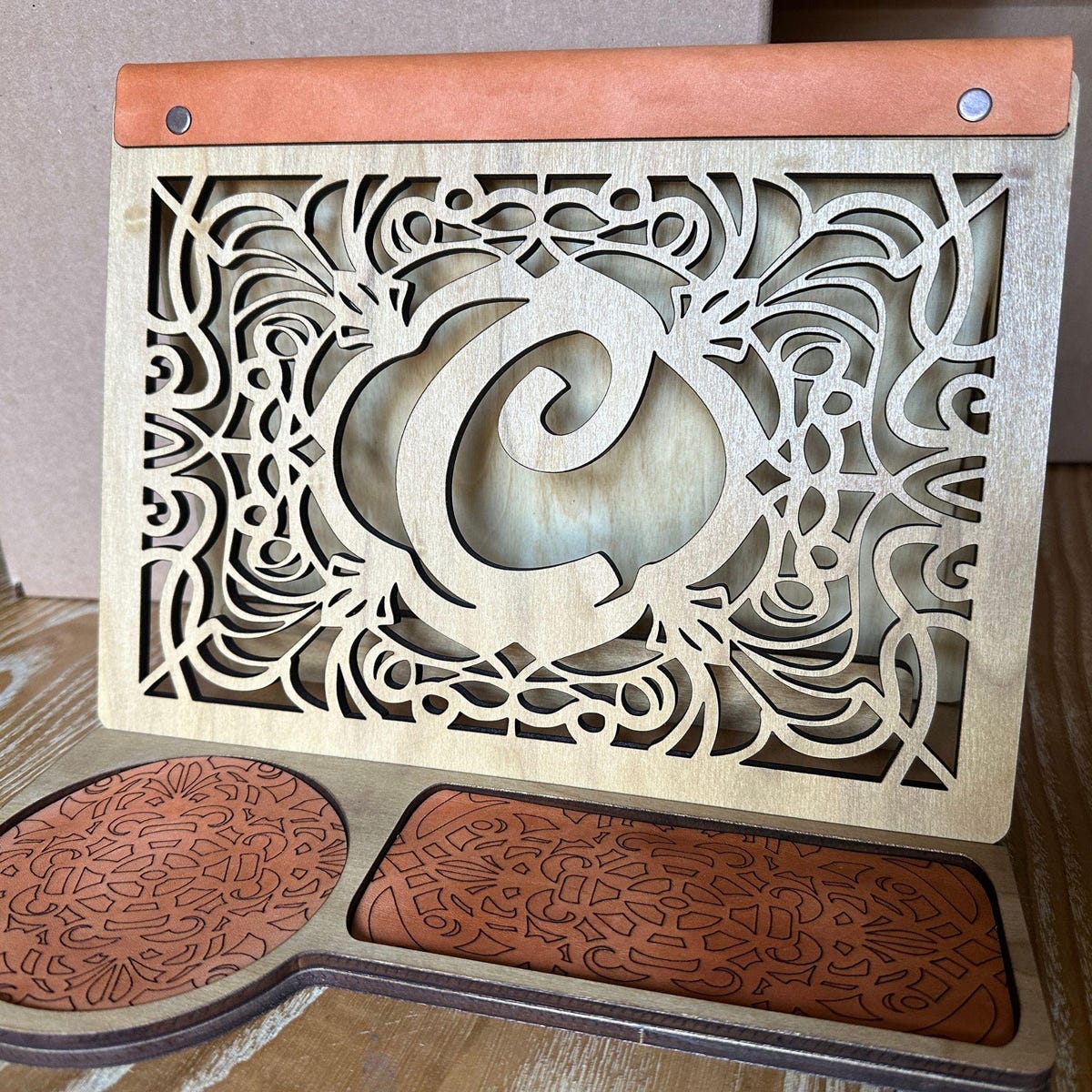 Dark Wood Book Stand With S Monogram Design - Etsy