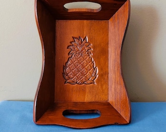 Vintage Handcarved Monkeypod Tiki Tray