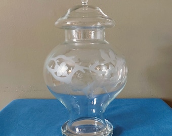 Vintage Libbey MCM Clear Glass Apothecary Ginger Jar