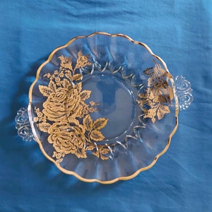 Vintage Silver City Scalloped Edge Crystal and Silver Platter