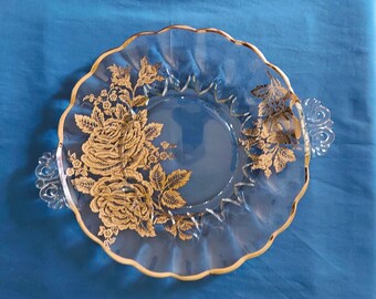 Vintage Silver City geschulpte rand kristal en zilveren schaal