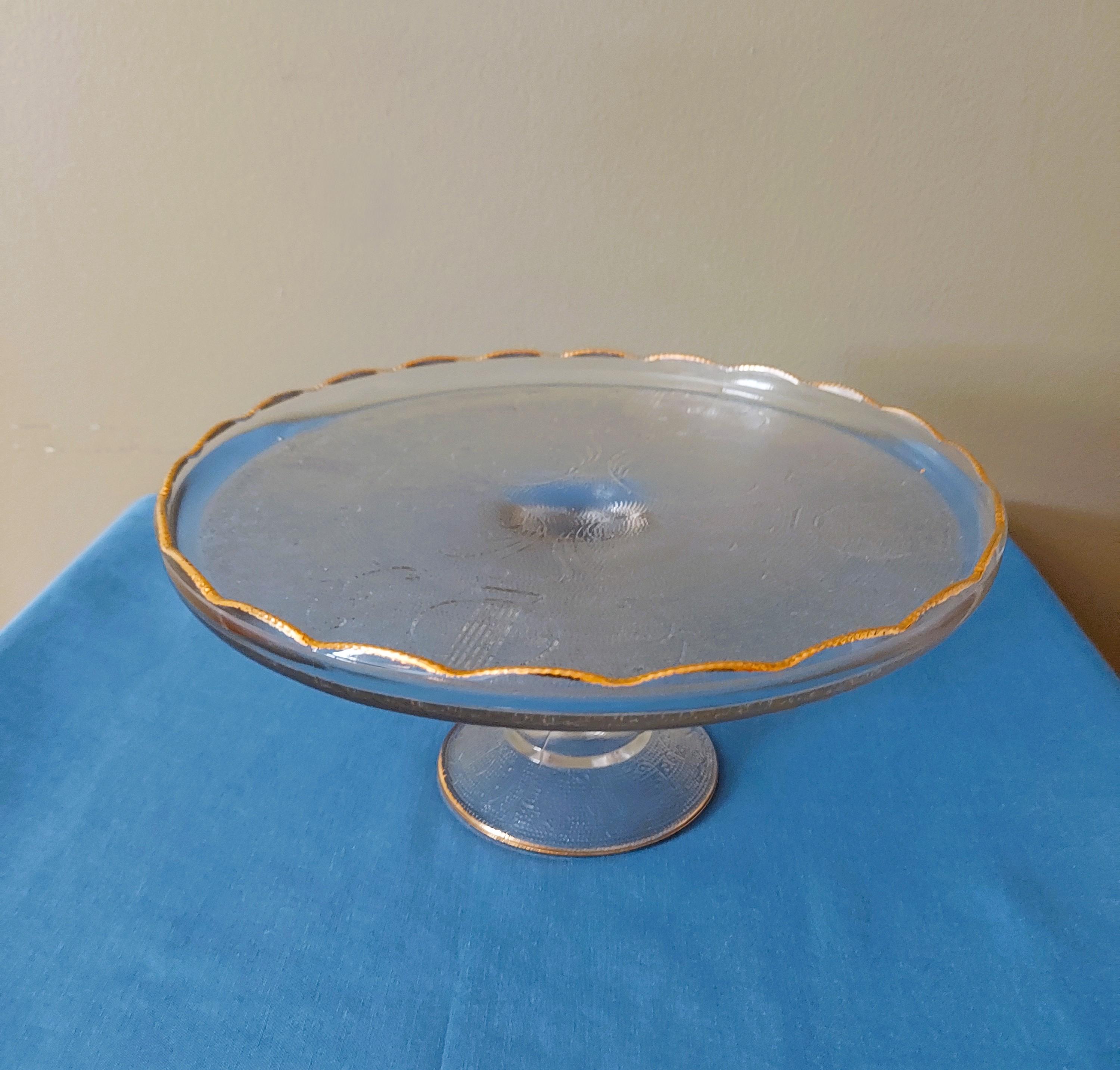 Vintage Jeannette Gilded Pedestal Cake Stand - Etsy