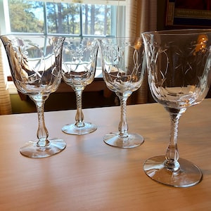 Vintage Duncan & Miller Crystal Wine Goblets