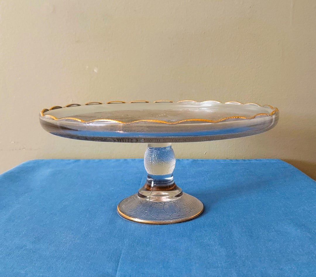 Vintage Jeannette Gilded Pedestal Cake Stand - Etsy