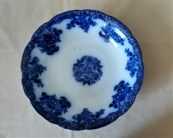 Antique New Wharf Pottery/flow Blue “waldorf” Serving Bowl - Etsy