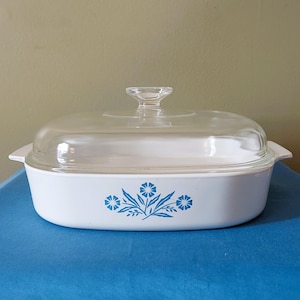 Corning Ware blauwe korenbloem braadpan van 2,5 liter met deksel