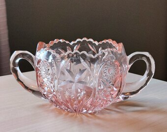 Antique Libbey American Brilliant Period Crystal Sugar Bowl