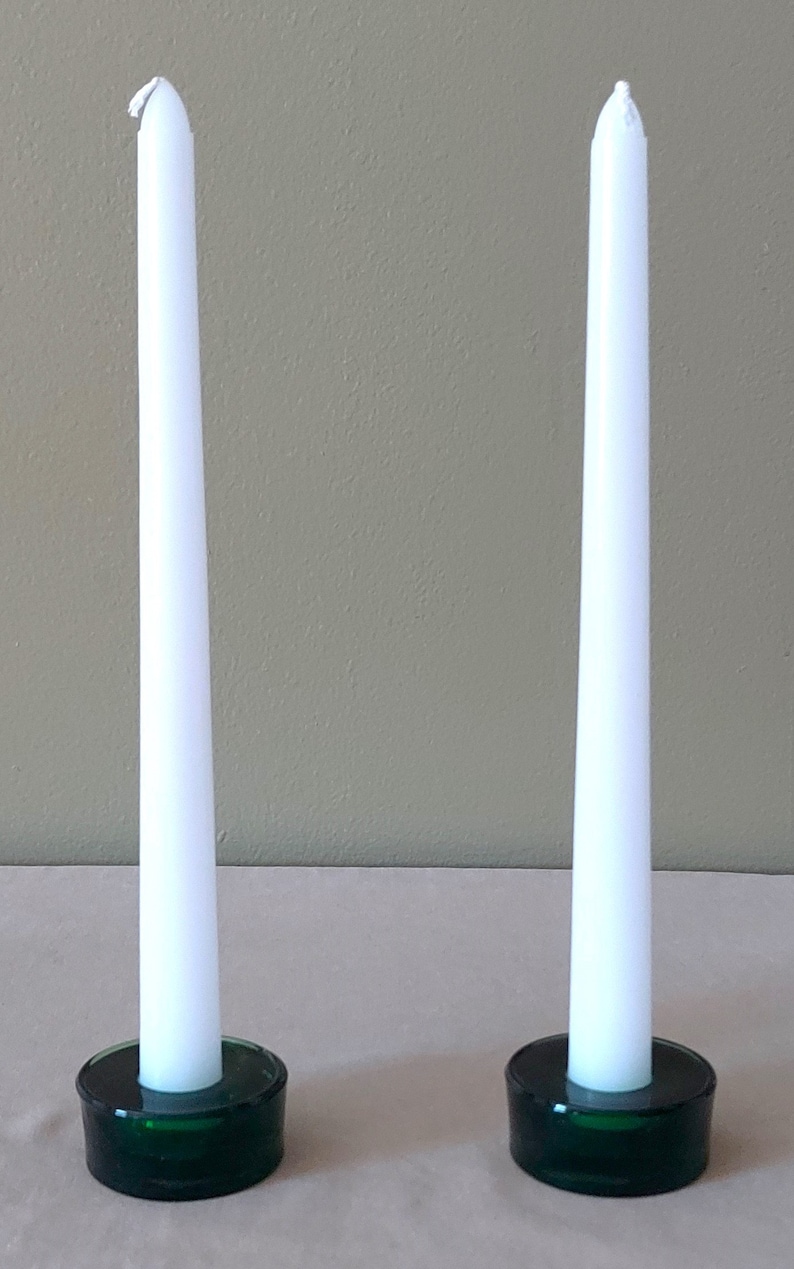 Pair of Crate & Barrel Emerald Green Candlestick Holders Etsy