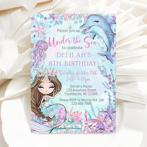 EDITABLE Mermaid birthday invitation, Mermaid invite, instant download editable template