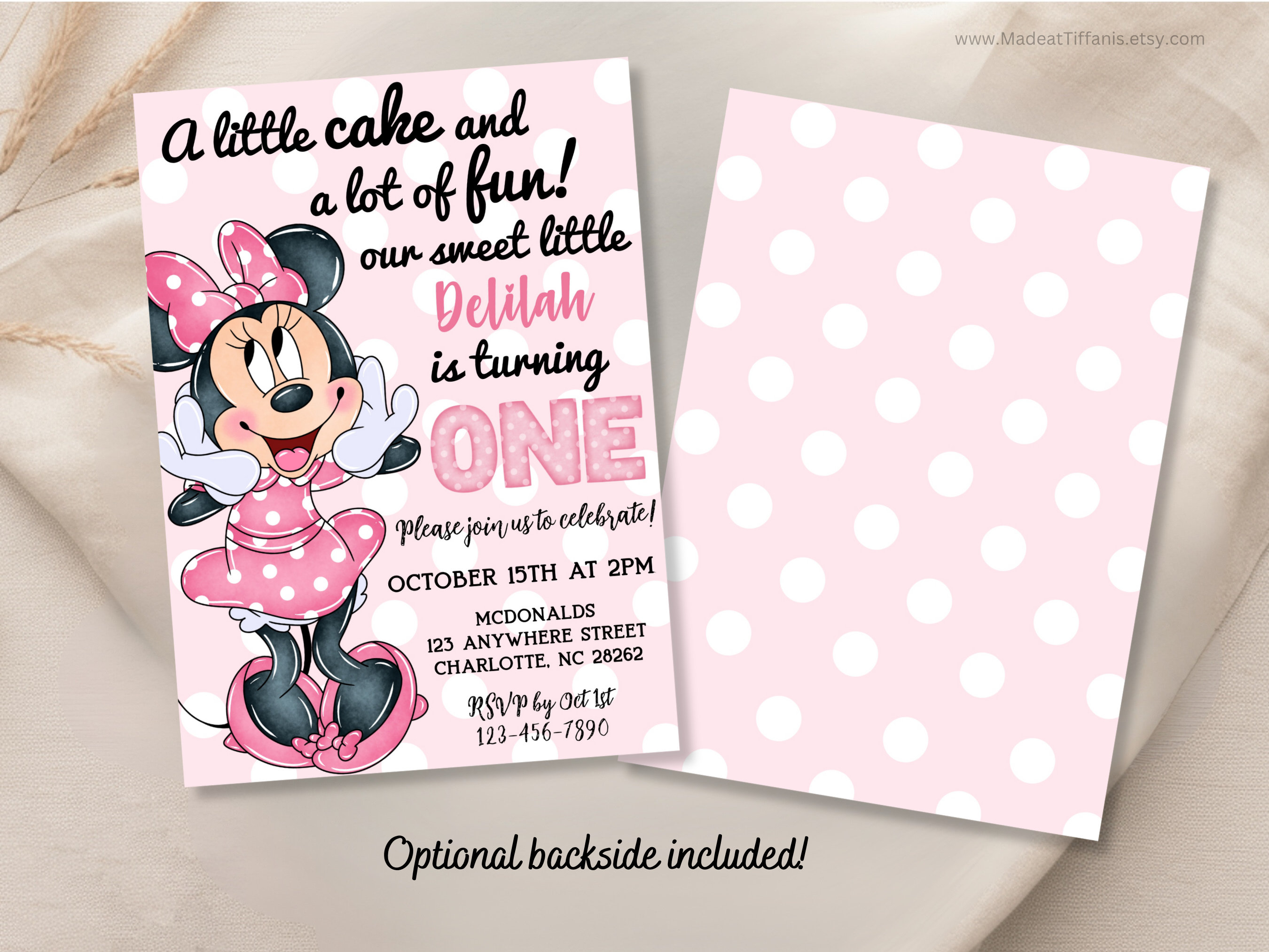 EDITABLE Minnie Mouse 1st Birthday Invitation, 1st Bday, First Birthday ...